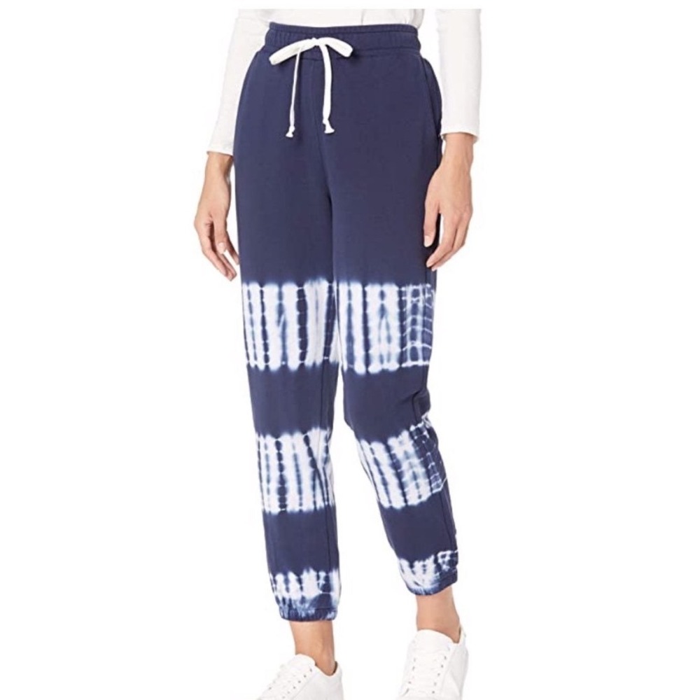 Madewell Navy Blue Tie Dye Drawstring Sweatpants Joggers Size M Cotton